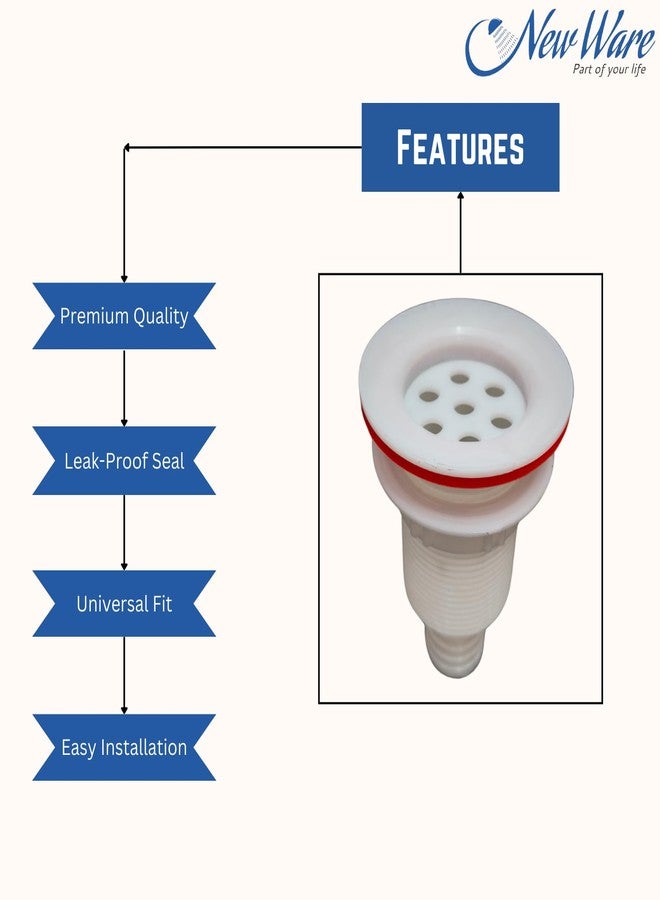 New Ware® PVC Waste Coupling for Kitchen Sink & Wash Basin | Downcomer Water Outlet with Inbuilt Pipe Connector | Plastic Pipe Joiner - Image 4